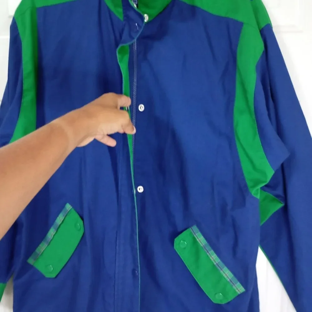 Vintage Lavon Jacket Men Colorblock Medium Snap Buttons And Zip Plaid Accents